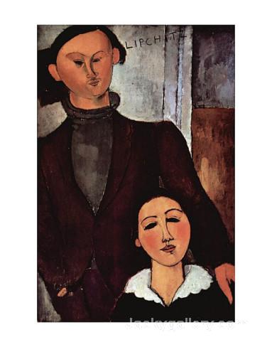 Portrait of Jacques and Berthe Lipchitz by Amedeo Modigliani paintings reproduction - Click Image to Close